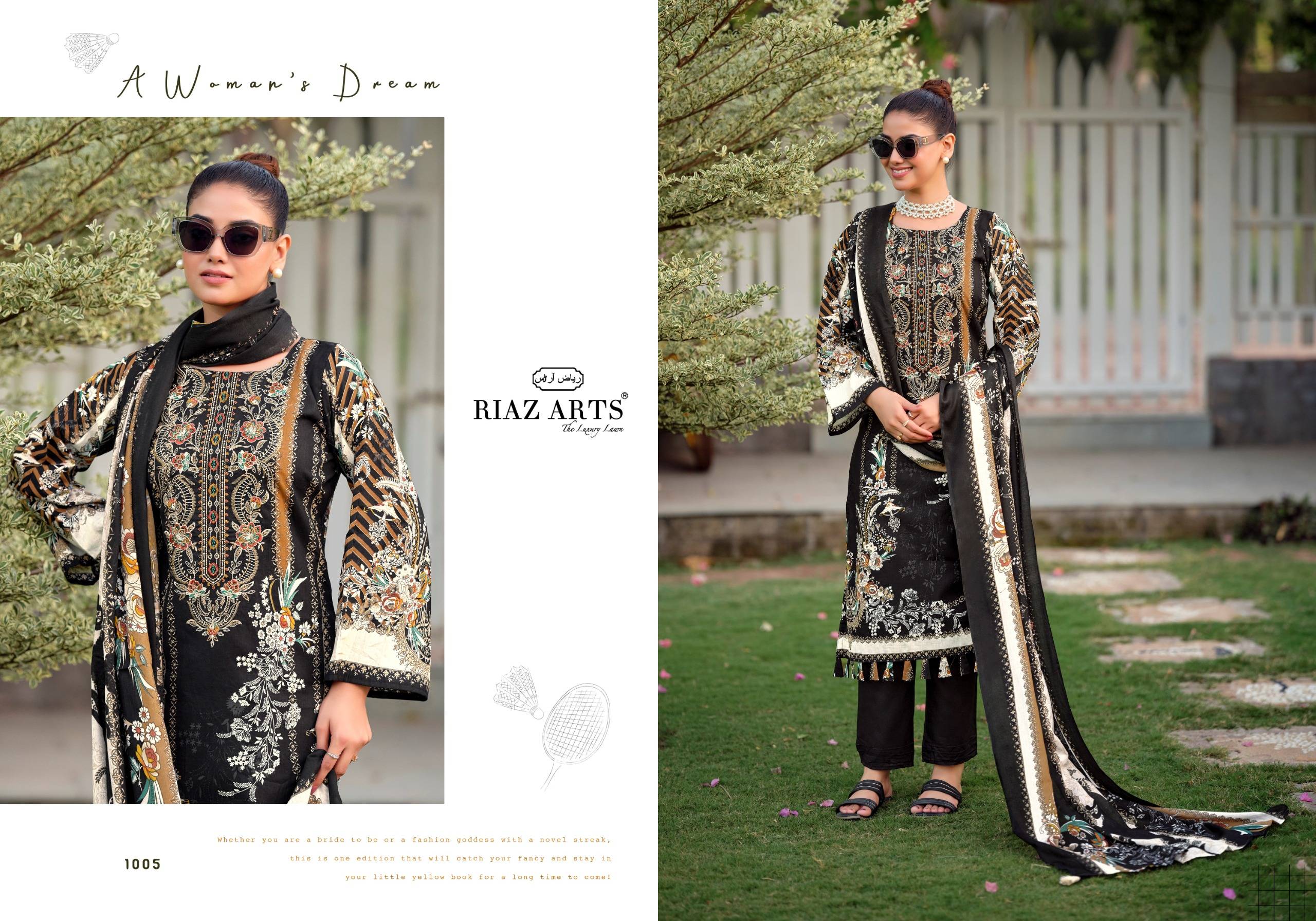 NAYRA VOL-44 By RIAZ ARTS 1001 To 1008 Series Pakistani Suits Ethnic Wear Pure Cotton Dresses At Wholesale
